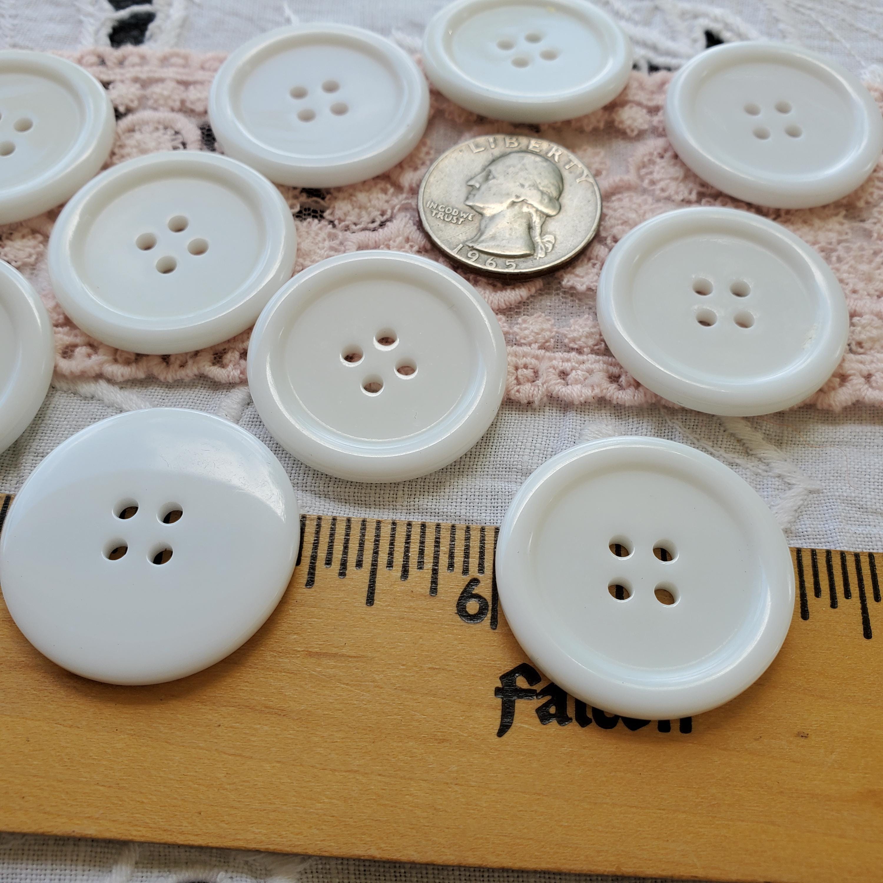 30MM Shiny White buttons 1 3/16 inch 48L 4 hole sew-on sewing craft coat size flatback front rim plastic buttons extra large embellish knit