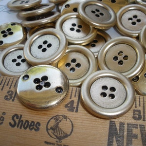 21MM Antique Matte Gold Buttons Metallic plastic 4 hole sew on rustic sewing coats crafts knit crochet rustic retro 12 piece lots image 2