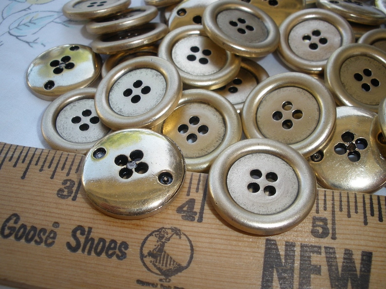 21MM Antique Matte Gold Buttons Metallic plastic 4 hole sew on rustic sewing coats crafts knit crochet rustic retro 12 piece lots image 2