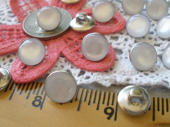 7/16 Pearly Pink Buttons - plastic self-shank - Sew Vintagely