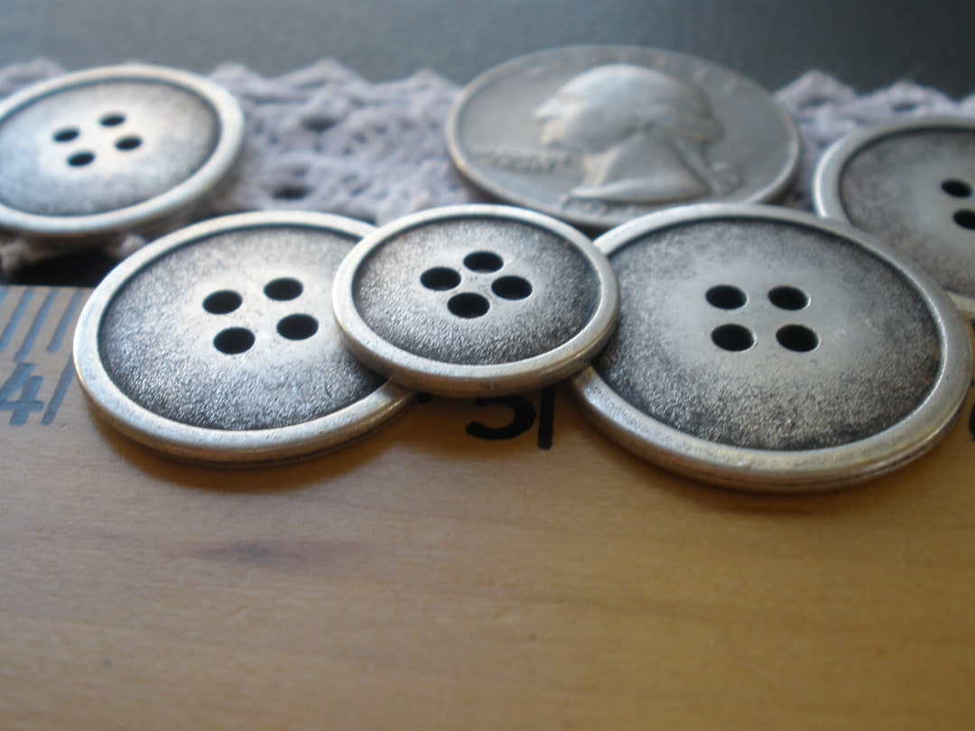 Classic Antique Silver Metal Blazer Buttons Sizes 5/8 