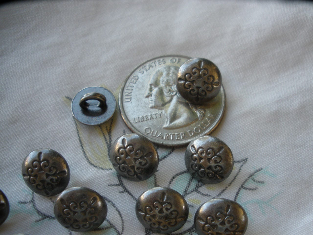 Tiny Pewter Heart Buttons, Antique Silver Finish 3/8 #SK1750