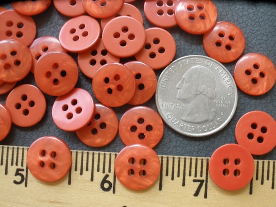 Button: 4-Hole: 13mm: Orange Button: 4-Hole: 13mm: Orange