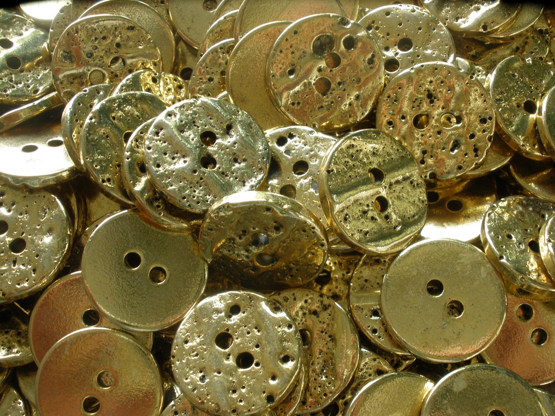 23MM Matte Gold & Textured Buttons Metallic plastic 2 hole sew Etsy