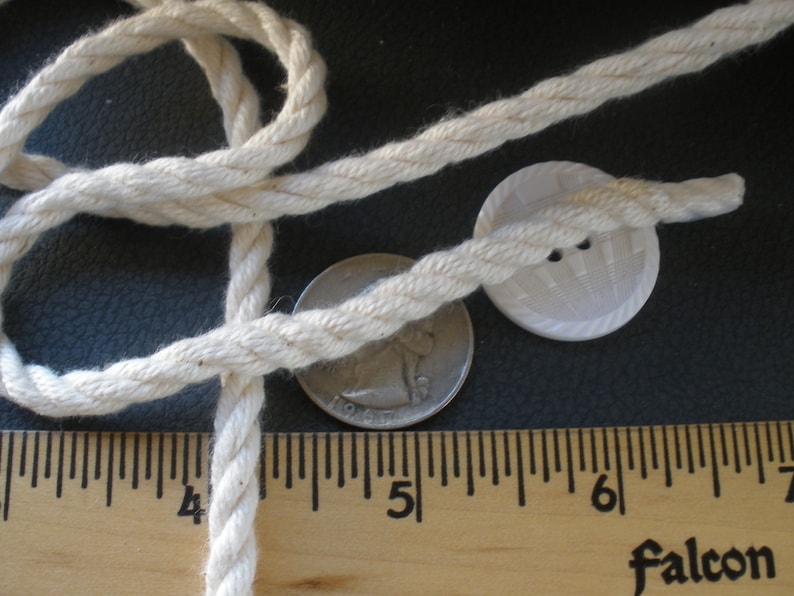 Macrame Cord Natural Color Cotton 3 Strand Twist Rope 14 DRAWSTRING 3-ply twisted 6MM cord 144 yards spool