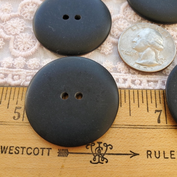 Matte Charcoal Black Coat Buttons 54L 1 3/8" (34MM to 35MM) composite plastic 55L 2-hole sew on choose quantity