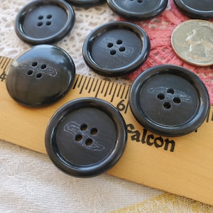 Navy Blue Coat Butons Lot 1 1/8&quot; Size 45L (28MM) plastic horn effect 10 each great for suits coats jackets & crafts 4 hole sew on