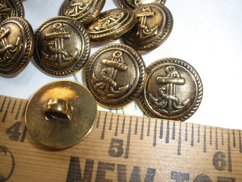 Anchor Shank Buttons Antique Brass Color Plastic Size 28L Etsy