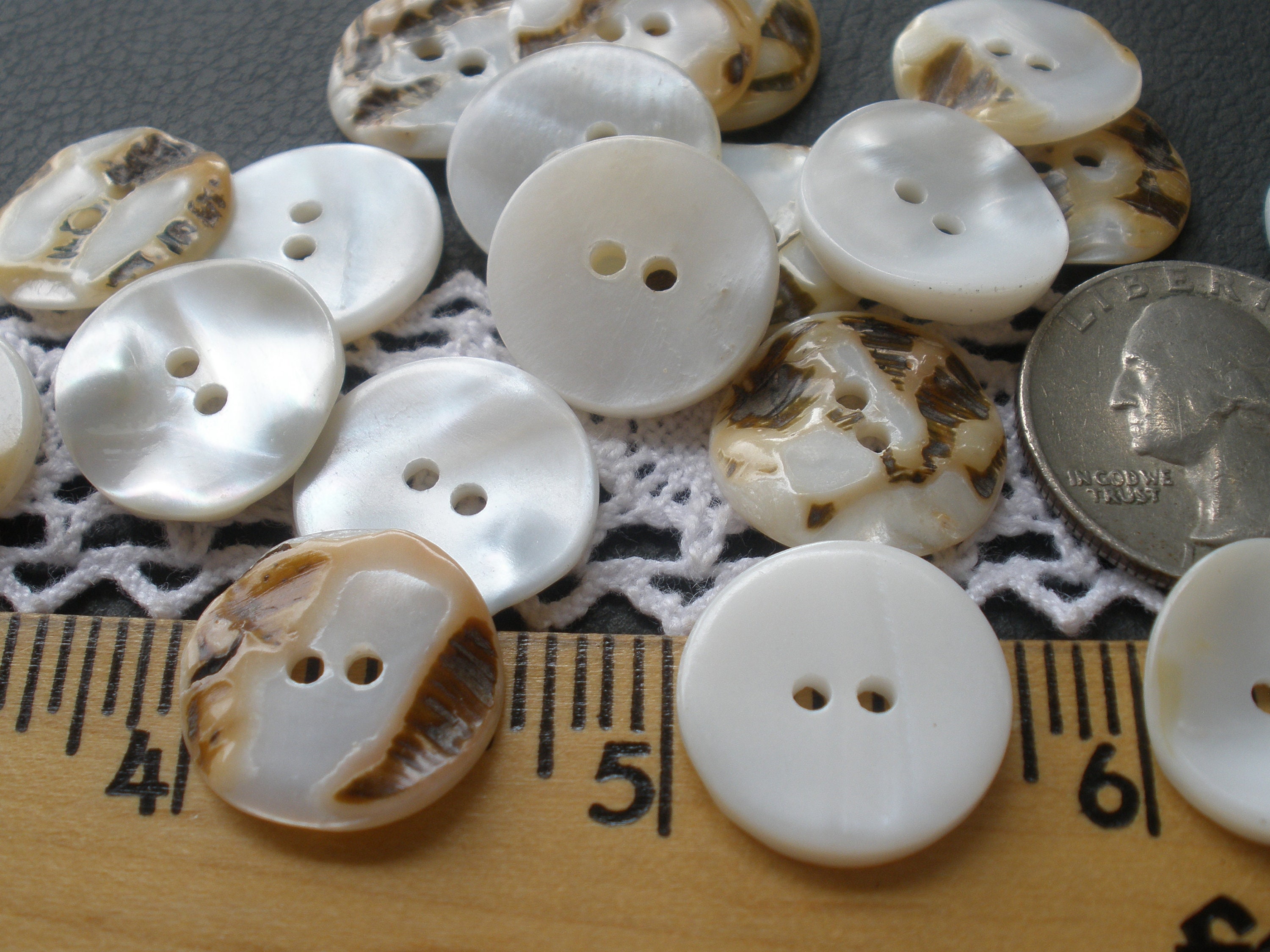 Pearly White Thick Textured Real Shell Buttons 11/16 28L | Etsy
