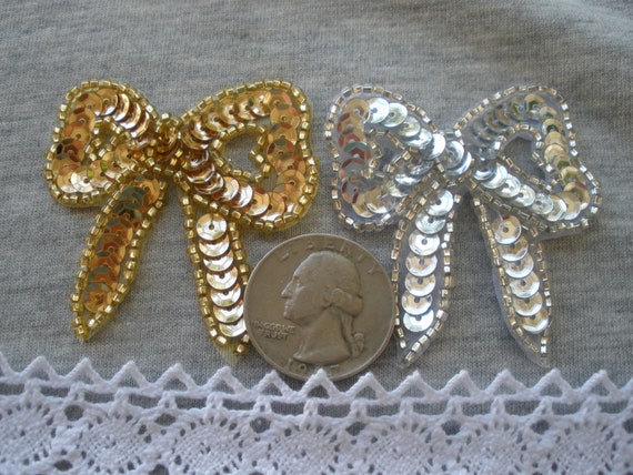 thumbnail image 2 of Syntego 25 Gold Resin Bows With Iridescent Glitter - Flat Back Craft Embellishments 2 of 6