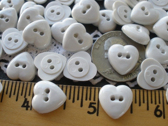 Shiny White Heart Buttons 13MM 2-hole Sew-on Sewing 20L 1/2 Crafts  Scrapbook Jewelry Flatback Bulk Paper Tag Supply 