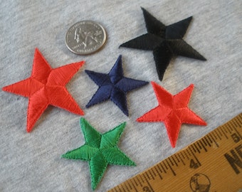 Cool Star Appliques 1.5" or 2" Red Blue Green Black Embroidered Iron-on Patches Sew-on Patriotic Uniform Flag Stars patches scrapbook bulk