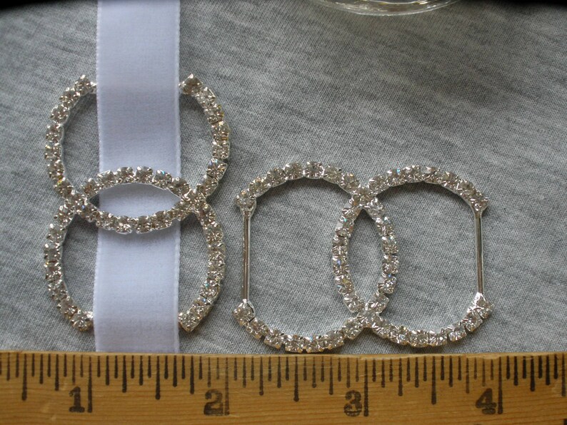 Silver Rhinestone .75 Ribbon Slide Buckle Slider 2 Etsy