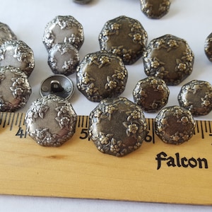 Floral Pattern Metal Shank Buttons Antique Silver or Bronze sizes 5/8" 13/16" 7/8" 15mm 17.5MM 20MM 23MM blazer coat jewelry clasp cool