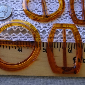 Tortoise Buckle Scarf Slide Round or Square Oval 1.5&quot; opening ribbon slider tri-glide embellishment translucent 55MM / 51MM OD 40MM ID