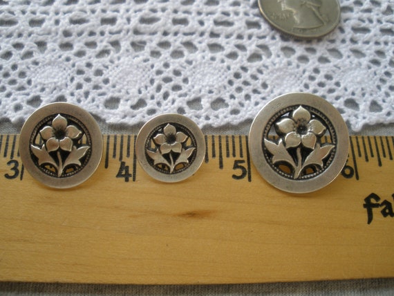 Silver Rim Rhinestone Buttons 5/8 (15mm) 24L Vintage Metal