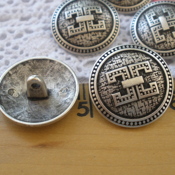 Medieval Pattern Metal Shank Buttons Antique Silver size 7/8" 23MM 36L blazer coat clasp cosplay coat of arms