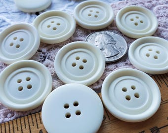 Vintage 1 inch Plastic Matte Off-white Buttons 1" (25MM) Size 40L double rim 4 hole sew-on sewing crafts flat back ivory color
