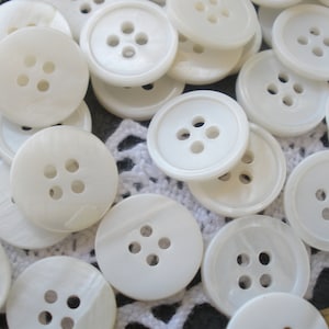Classic Milk White Real Shell Shirt Buttons 18L 7/16" 11MM 4-hole sew-on rim Made Korea freshwater shell flat back