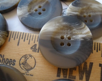 Italian Horn effect coat buttons brown white 48L 1 3/16" 30MM plastic thick 4 hole with rim translucent sewing crafts suit blazer