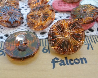 2CM Carved Flower Shank Plastic Tortoise Shell Buttons 32L 20mm 13/16" costume sewing crafts mottled brown translucent gorgeous