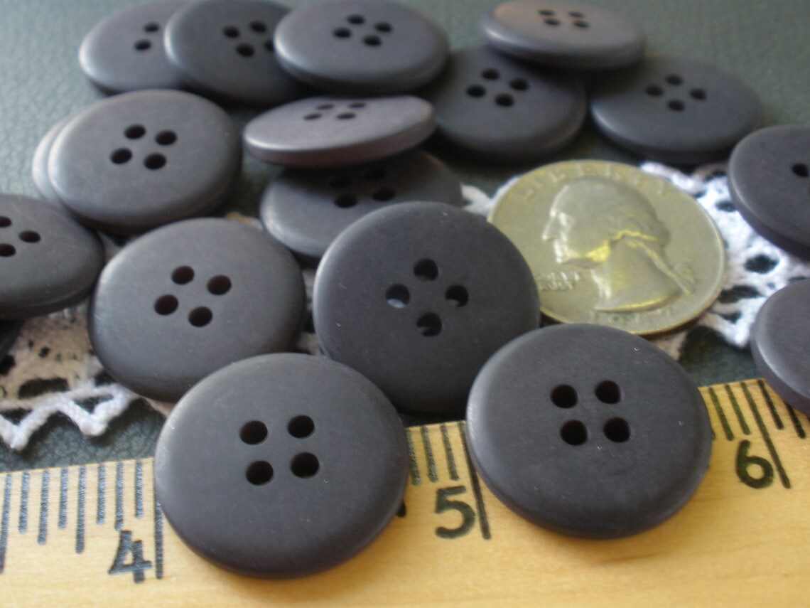 20MM Basic Matte black 4-hole buttons 24 each Plastic 32L | Etsy