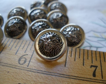 13MM Little Roaring Lions Shank Buttons 18 Antique silver color metallic plastic 20L 1/2" scrapbook cabochon craft sewing paper tag supply