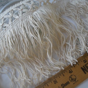 Boho Ecru Criss Cross Lace Fringe trim 5&quot; wide cotton yards BTY sewing crafts costume home decor natural 12.6cm Beige