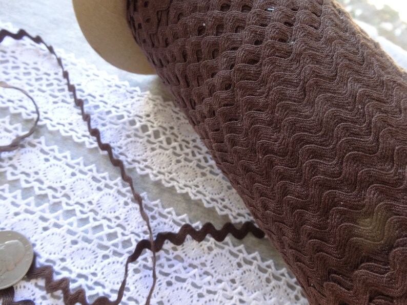 Brown Cotton Rick Rack Trim choose yards 3/8 Ric Rac yardage crafts sewing costume scrapbook 10mm Vintage trim image 2