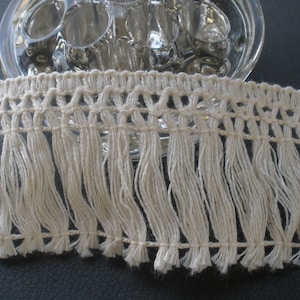 Lightweight Antique White Cotton Fringe 2" wide natural trim choose yards yardage sewing crafts costume home decor boho hippie