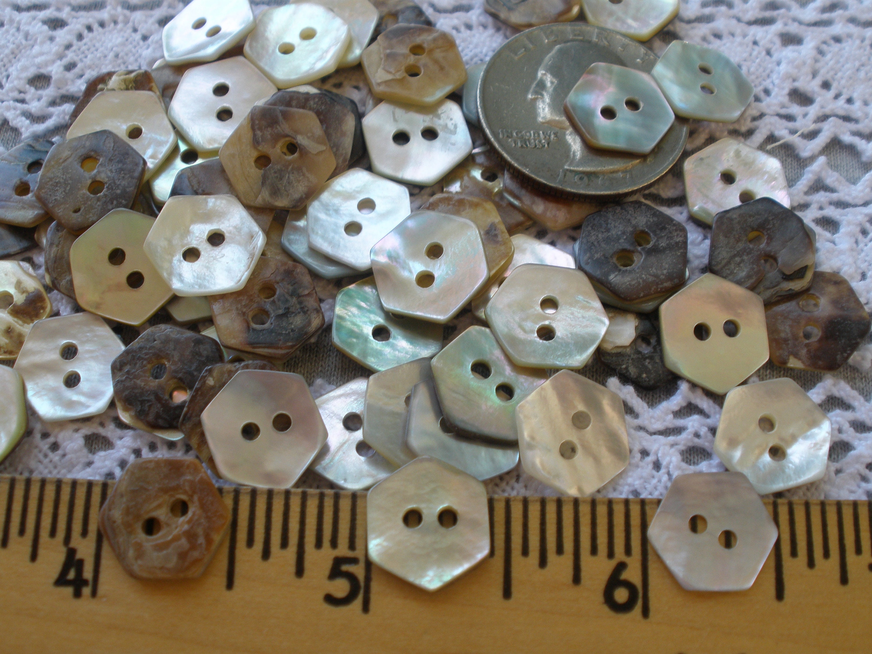 Hexagon MOP Shell Buttons Natural 11mm by 13mm 20L 1/2 Etsy