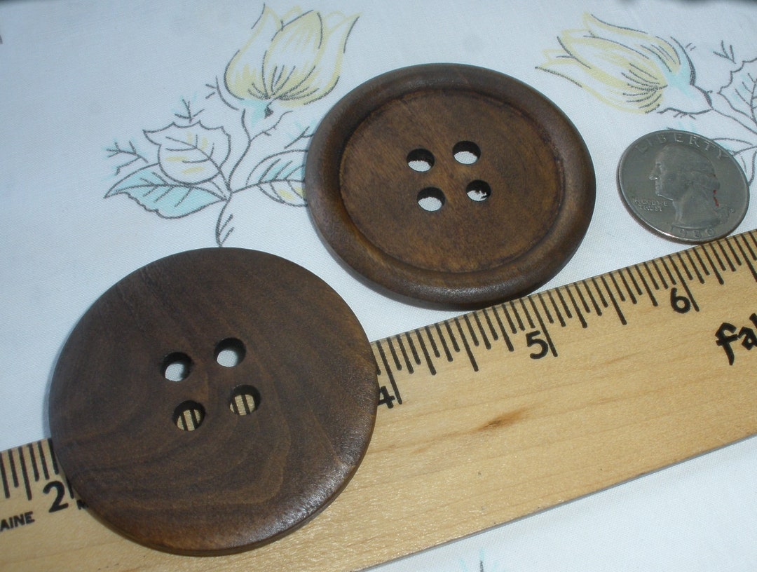 Extra Large 2 Inch Wood Coat Buttons 5CM Medium Stain 4 Hole Etsy