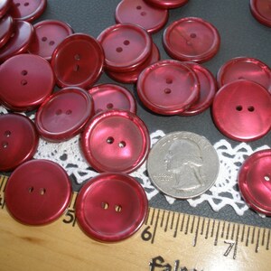 Shiny Red Buttons 18 Plastic 7/8" 23MM 36L 2 Hole Sew-on Crafts Flat ...