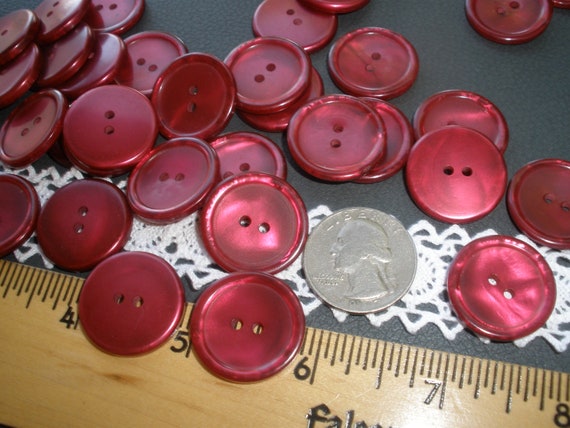 11MM Red Buttons 24 Plastic 18L 2-hole 7/16 Sew on Dolls Paper