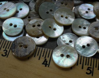 15MM Cool MOP Shell Buttons Natural 5/8" 24L Pearly White Agoya sewing 2 hole sew on bulk large holes thick strong Choose quantity