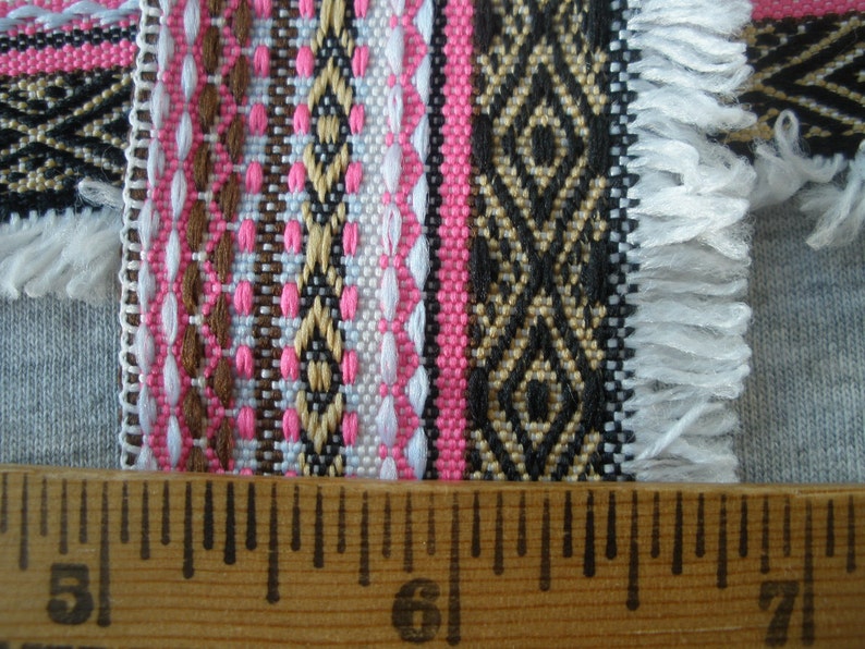Tribal woven ribbon with micro loop fringe 1 7/8 wide Etsy