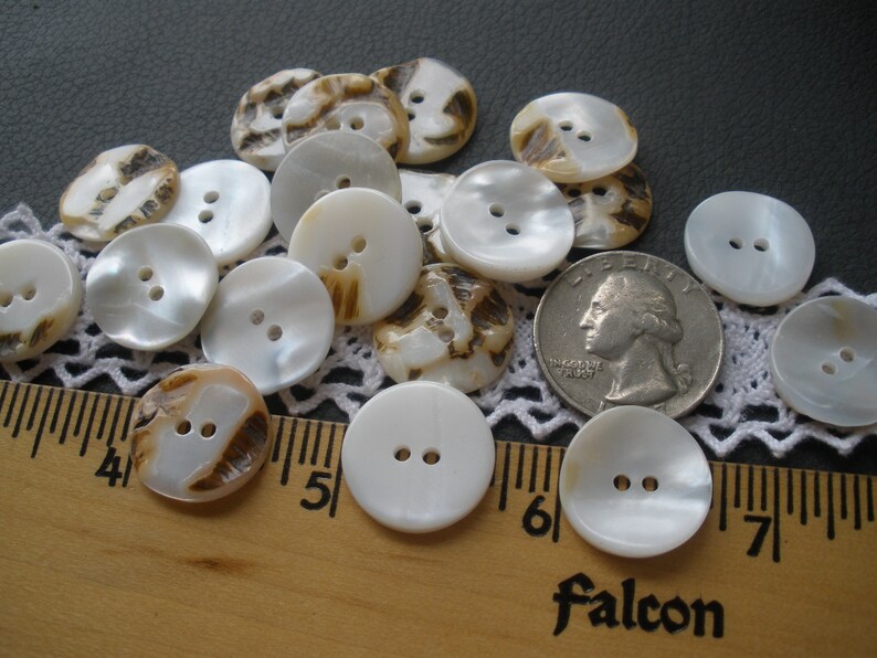Pearly White Thick Textured Real Shell Buttons 11/16" 28L MOP Natural ...