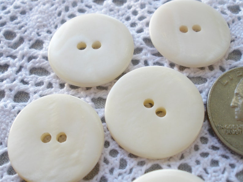 22MM Thick Freshwater Shell MOP Buttons Pearl White 36L 7/8" 2-hole Sew ...