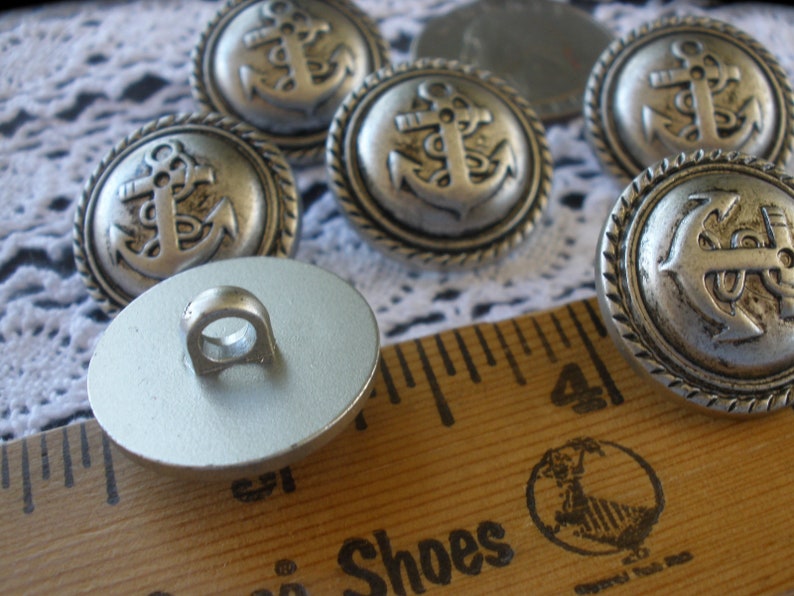 Anchor Shank Buttons Antique Silver Color Plastic Size 36L Etsy