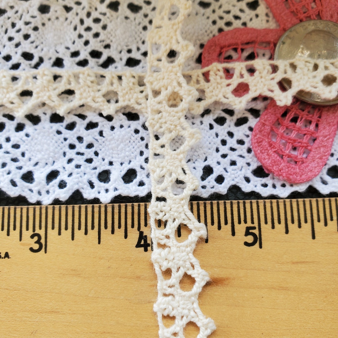 Crochet Look Ecru Cotton Filet Lace Trim 1/2