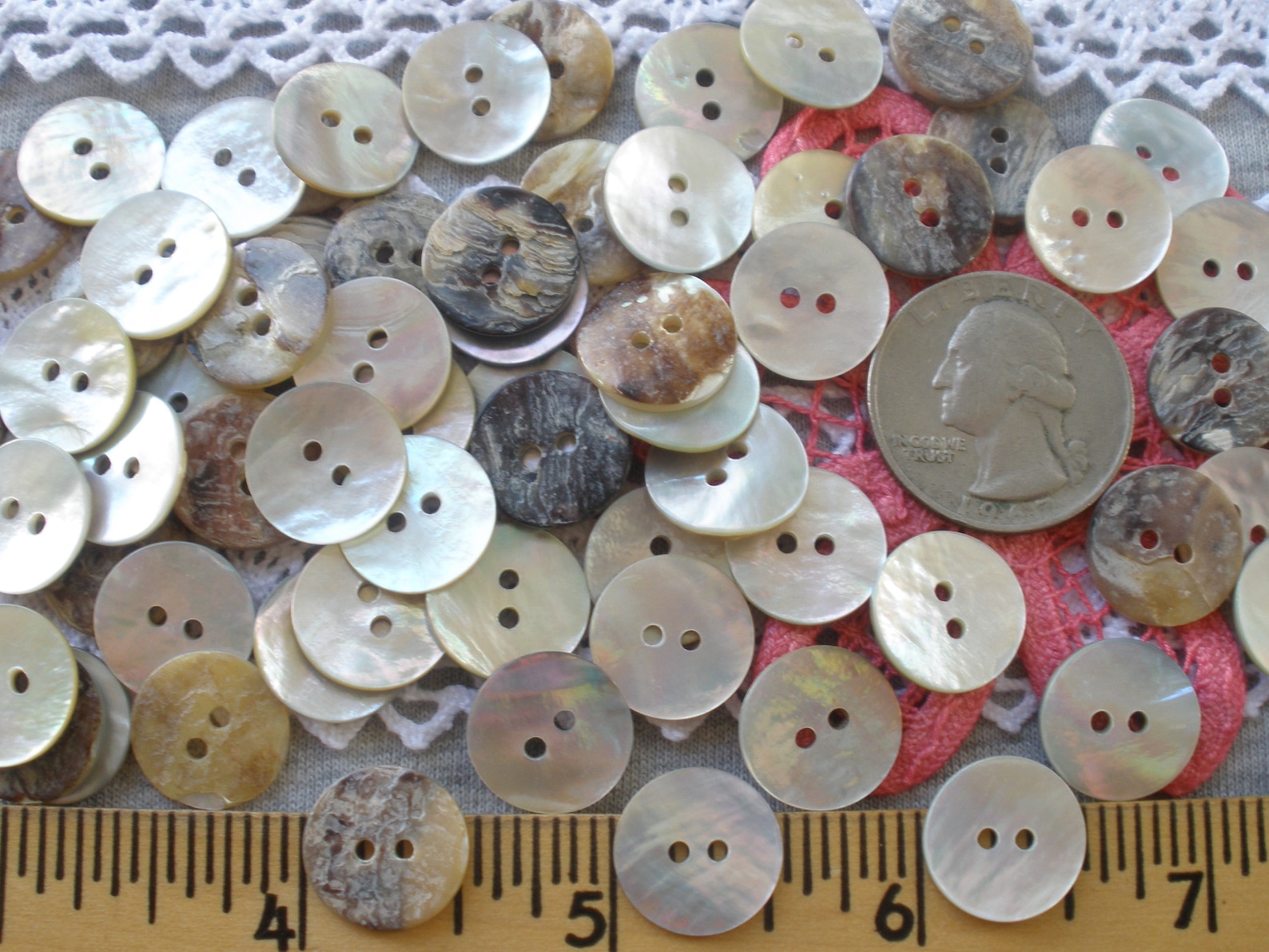 1 Gross 14MM Real Shell Buttons Natural MOP 22L 9/16" Pearly White ...