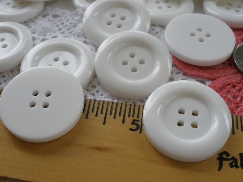 30MM Large Thick White Coat Buttons 4-hole Sew on Size 48L Plastic ...