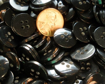 Bulk Basic Black 4-hole Buttons 15MM 23L plastic 50 or 100 pieces 4 hole sew-on sewing crafts scrapbooking jewelry flatback 24L great price
