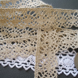 20MM Dark Beige Cotton Cluny Lace Dainty 13/16&quot; wide edging Trim Choose yards Vintage look cotton lace scalloped edge retro crochet bobbin