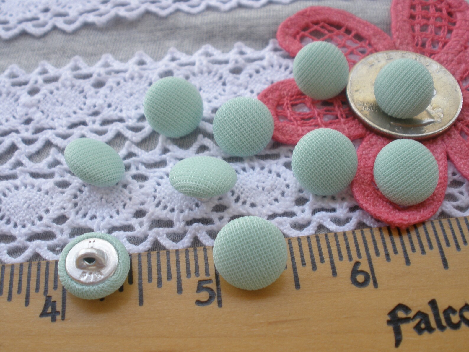 Green - 1.5cm Handmade Fabric Small Button (Set of 12) 10 main image 1
