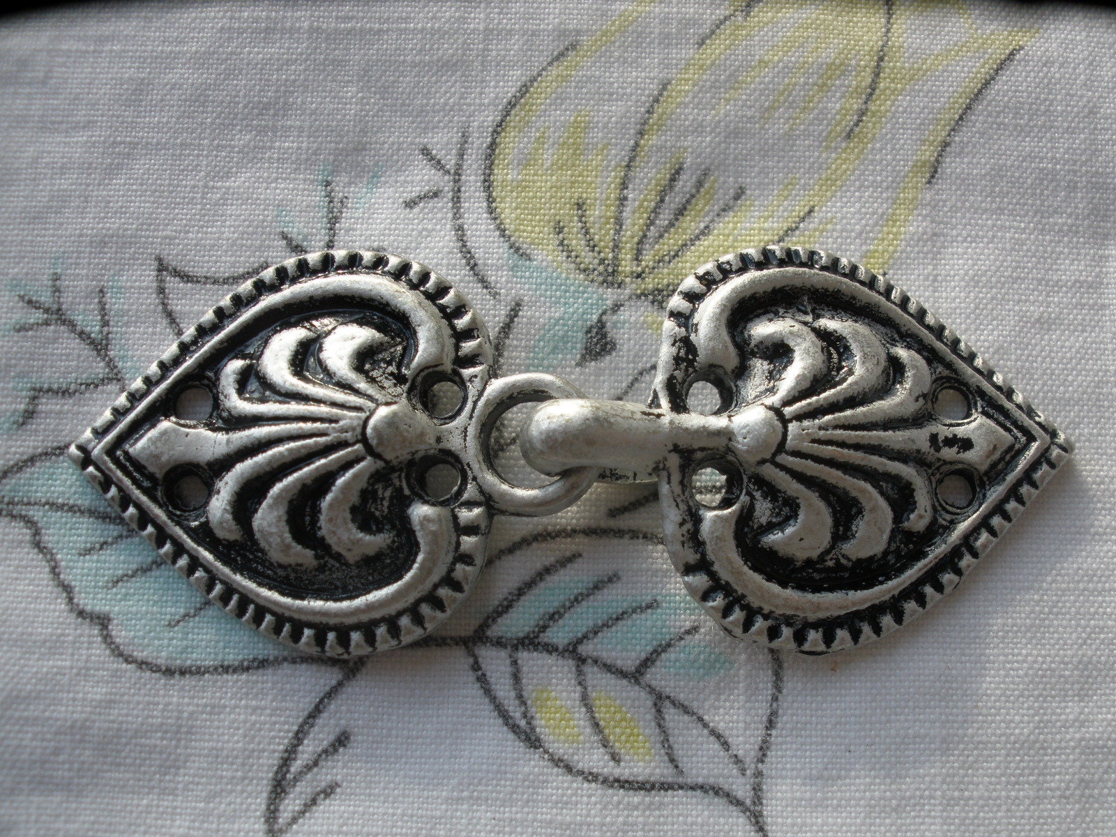 Vintage Sweater Clasp Pewter Hook and Loop Coat Closures Heart Etsy