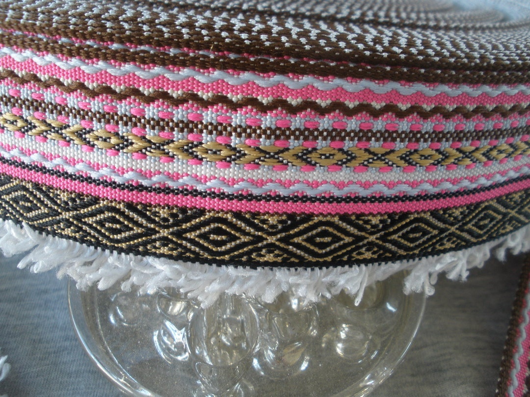 Trival Ribbon Tribal Woven Ribbon With Micro Loop Fringe 1 7/8