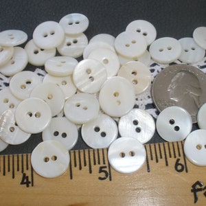 Thick Freshwater Shell MOP Buttons Pearl White 20L 1/2" 13MM 2-hole sew-on flat 12 each fashion sewing crafts Jewelry 1.5mm to 2mm thick