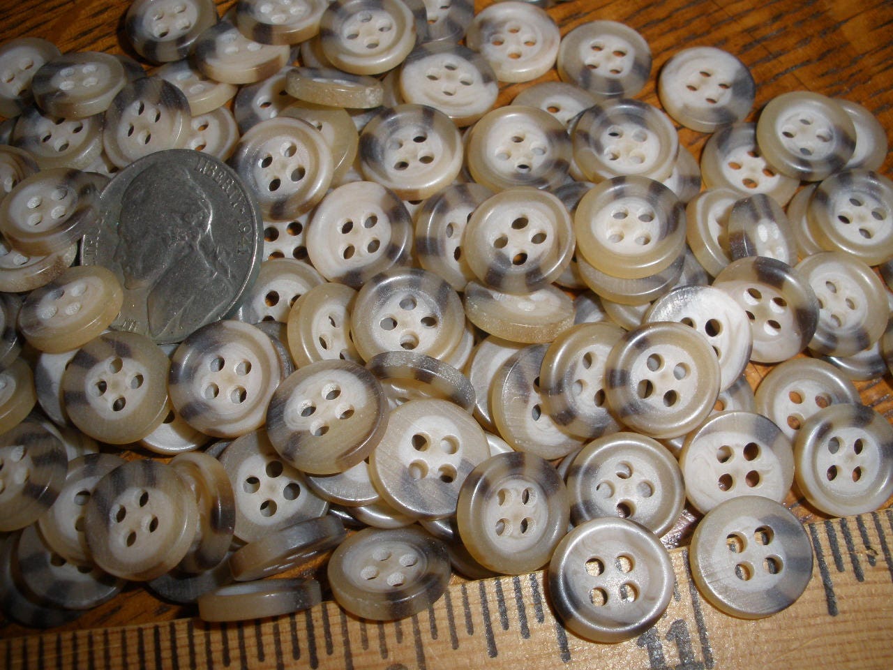 Vintage Antique Small White Mother of Pearl 4 Hole Buttons 3/8-7/16 Set of  30