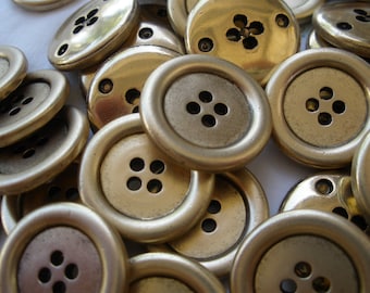 Gold Buttons 80s 90s Oval Plastic Craft Buttons